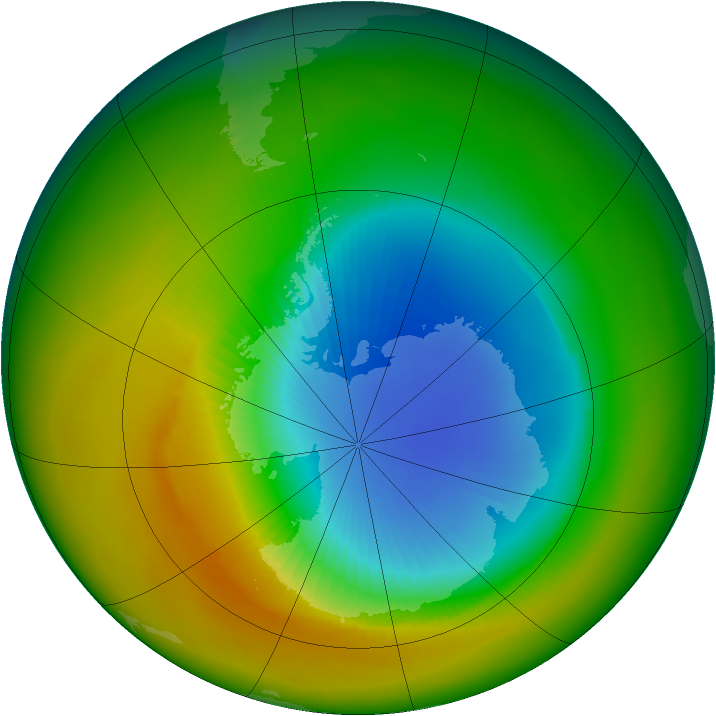 Antarctic ozone map for October 1982